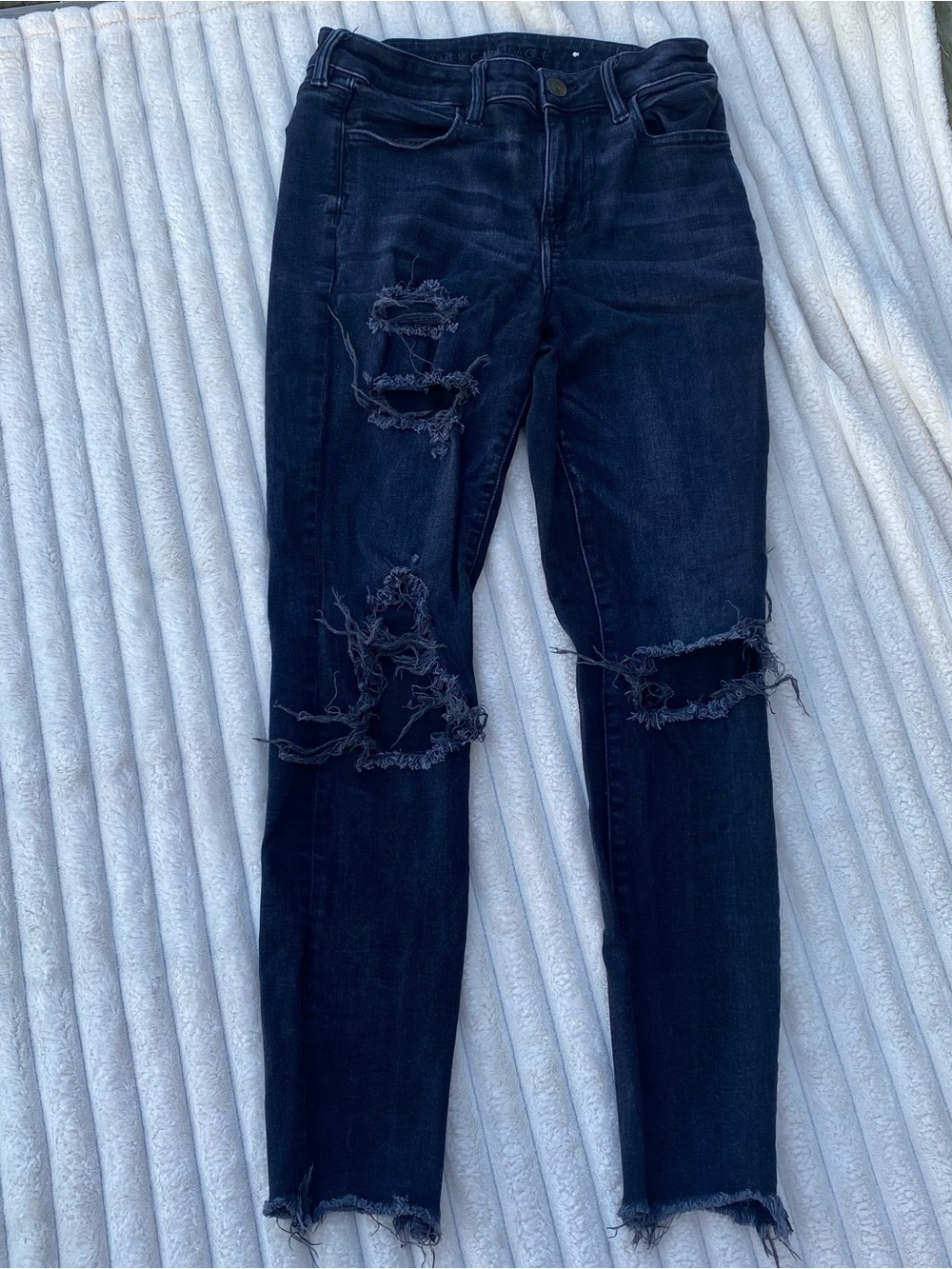 American Eagle Super Stretch Black Distressed Jeggings Size 10R
